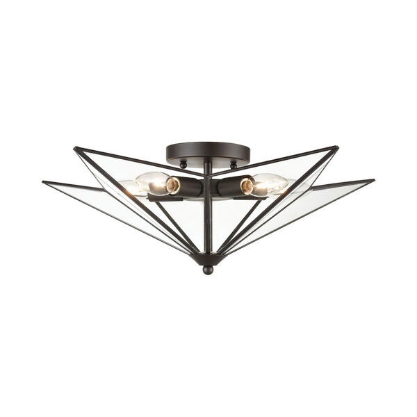 Moravian Star Oil Rubbed Bronze and Clear Five-Light Flush Mount, image 1