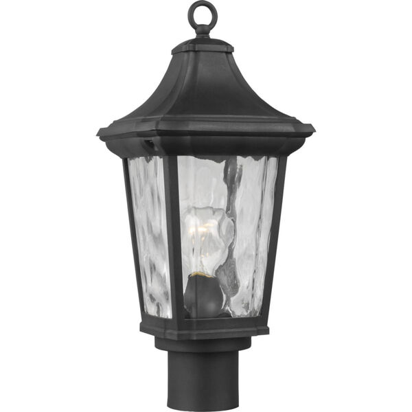Marquette Textured Black Nine-Inch One-Light Outdoor Post Mount with Clear Water Shade, image 1