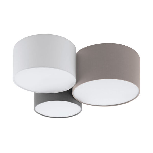 Taupe, White and Gray 22-Inch Three-Light Flush Mount, image 1