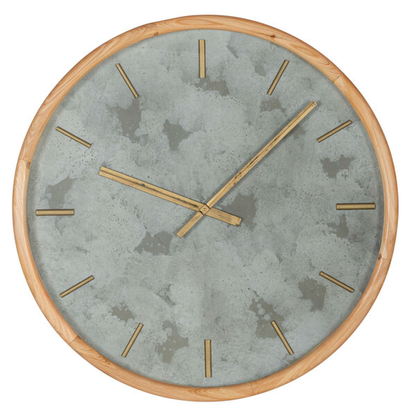 Terrance Light Wood and Stone Grey 32-Inch Wall Clock, image 1