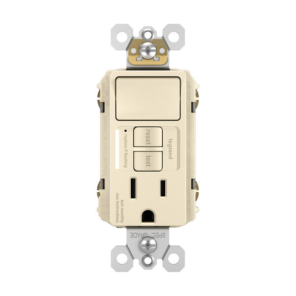 Light Almond Combination Tamper-Resistant 15A Self-Test Single-Pole Switch GFCI, image 1