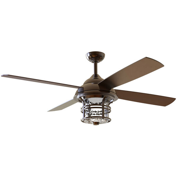 Courtyard Oiled Bronze Ceiling Fan with LED Light, image 1