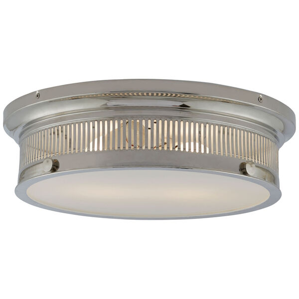 Alderly Medium Flush Mount in Polished Nickel with White Glass by Chapman and Myers, image 1