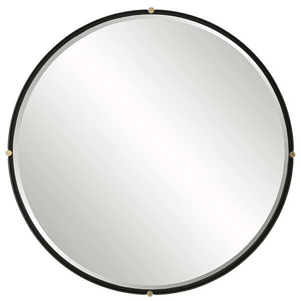 Bonded Matte Black Round Wall Mirror, image 2