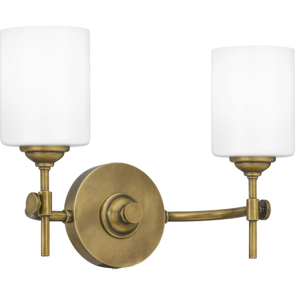 Aria Weathered Brass Two-Light Bath Vanity with Opal Glass, image 2