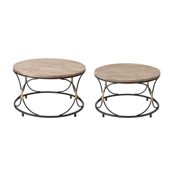 Fisher Island Natural Wood with Black Coffee Table, Set of Two, image 1