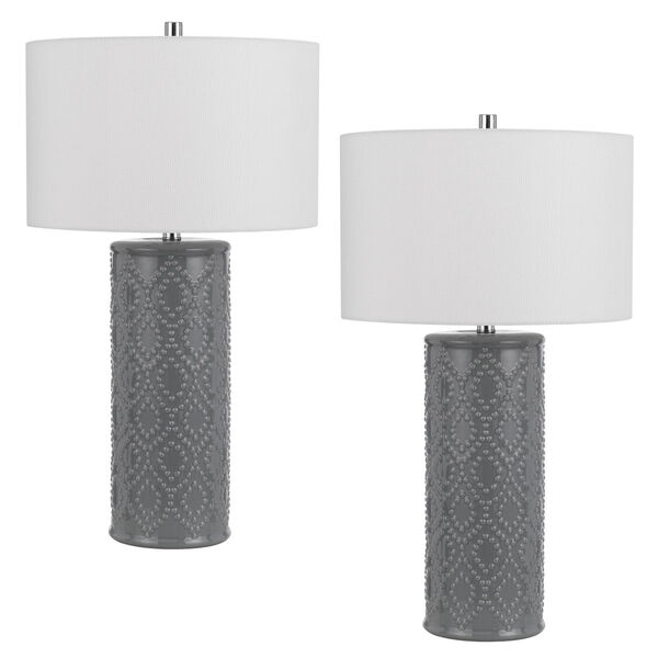 Castine Slate Grey Two-Light Ceramic Table Lamp, Set of 2, image 1