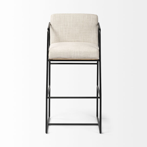 Stamford Cream and Black Upholstered Seat Bar Height Stool, image 2