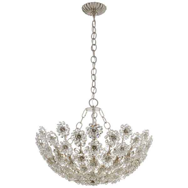Claret Short Chandelier in Burnished Silver Leaf with Crystal by AERIN, image 1