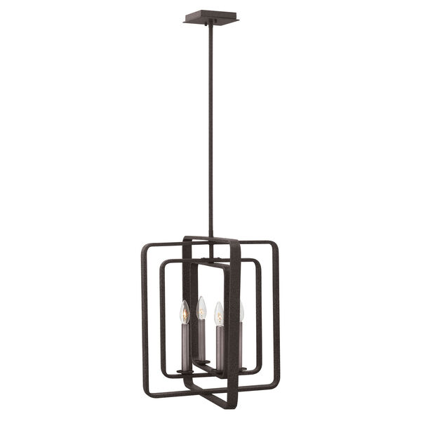 Quentin Aged Zinc 17-Inch Four-Light Stem Hung Foyer, image 1