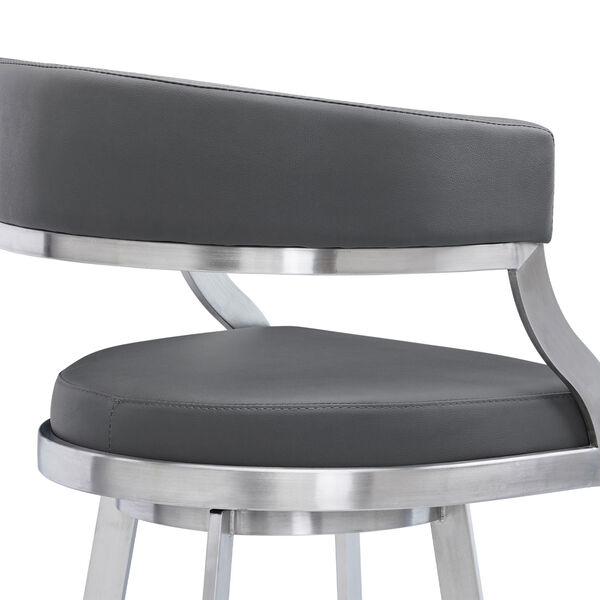 Saturn Gray and Stainless Steel 30-Inch Bar Stool, image 5
