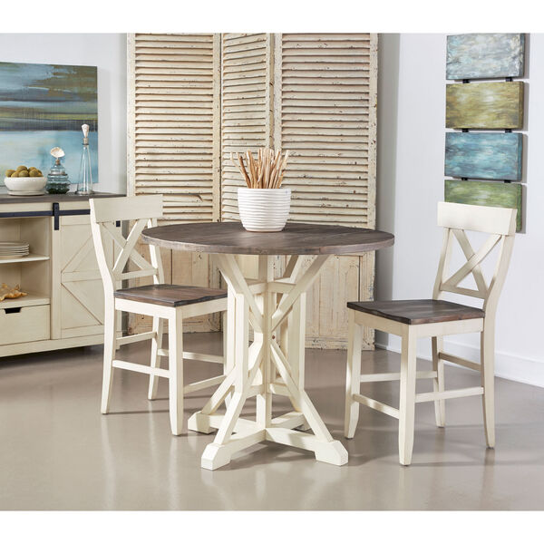 Bar Harbor II White and Brownish Gray Round Counter Height Dining Table, image 2