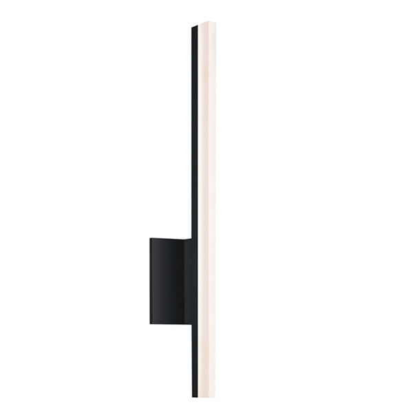 Stiletto Satin Black LED 24-Inch Dimmable Wall Sconce/Bath Fixture with White Etched Shade, image 1