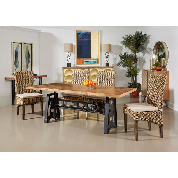 Del Sol Brown and Black Adjustable Height Crank Dining Table, image 6