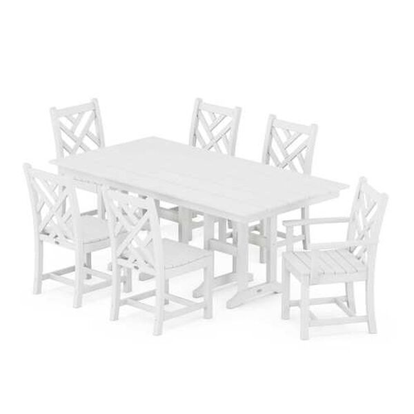 Chippendale White Dining Set, 7-Piece, image 1