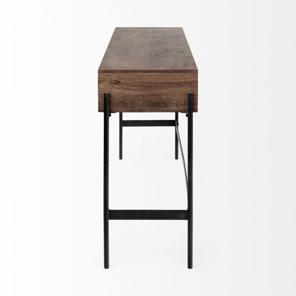 Glenn III Brown and Black Wooden Top Four-Drawer Console Table, image 4