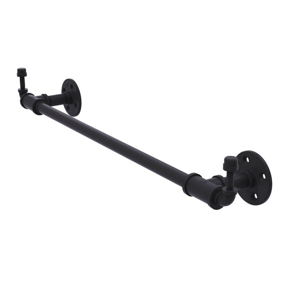 Pipeline Matte Black 30-Inch Towel Bar with Integrated Hooks, image 1