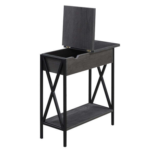 Tucson Flip Top End Table with Charging Station and Shelf, image 4