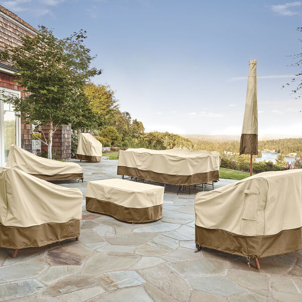 Ash Beige and Brown 52-Inch Square Fire Pit Table Cover, image 3