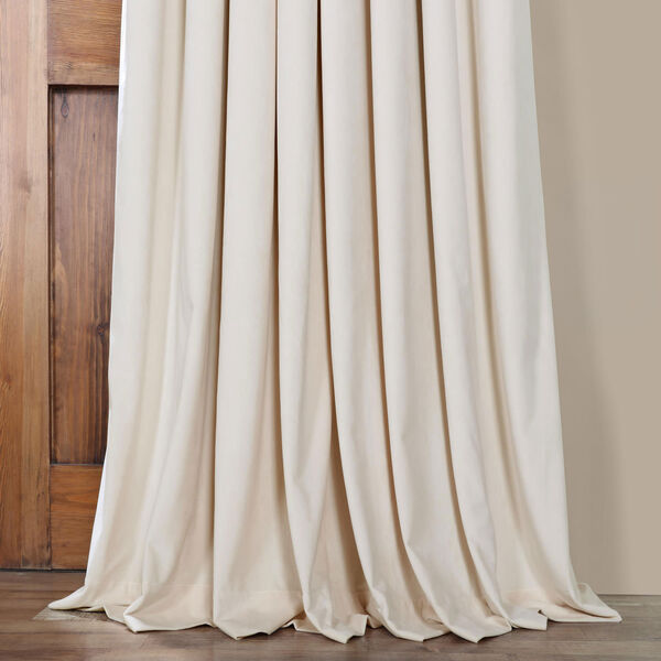 Ivory 108 x 100 In. Double Wide Grommet Blackout Velvet Curtain Single Panel, image 3