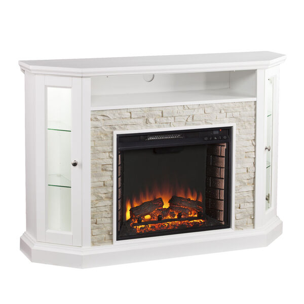 Redden Fresh White Corner Convertible Electric Media Fireplace, image 2