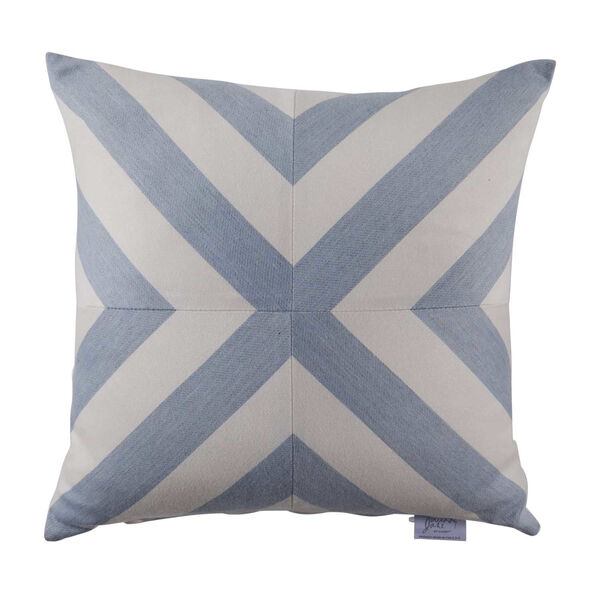 Halo Chambray 24 x 24 Inch X-Stripe Pillow with Knife Edge, image 1
