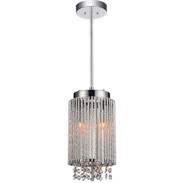 Claire Chrome Two-Light Mini Pendant with K9 Clear Crystal, image 1