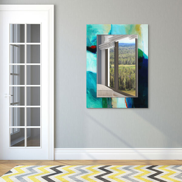 Sky Blue 48 x 36-Inch Rectangular Beveled Wall Mirror, image 1