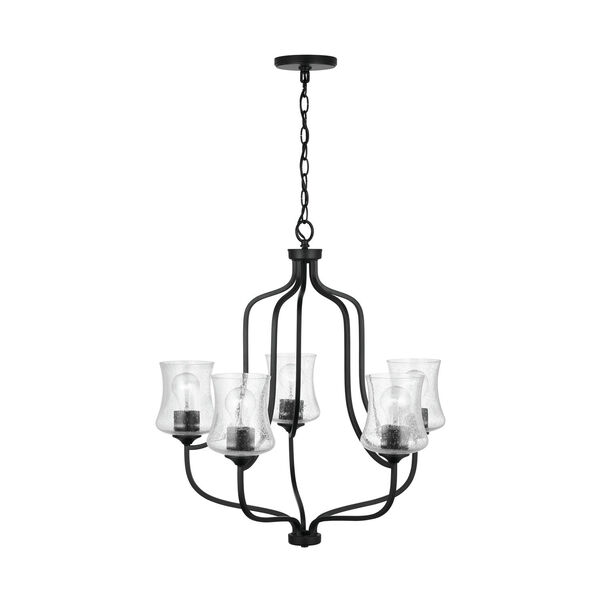 HomePlace Reeves Matte Black Five-Light Chandelier with Clear Seeded Glass, image 5