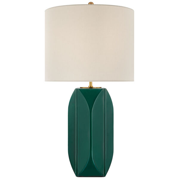 Carmilla Medium Table Lamp in Emerald Crackle with Linen Shade by kate spade new york, image 1