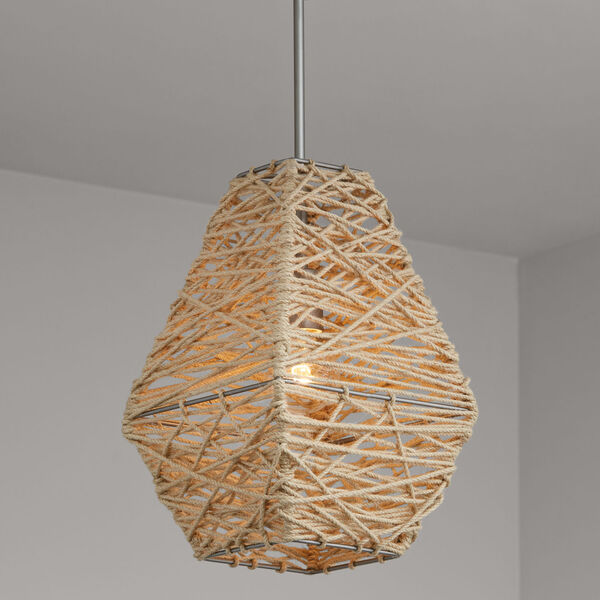 Natural Jute and Grey 10-Inch One-Light Pendant, image 2
