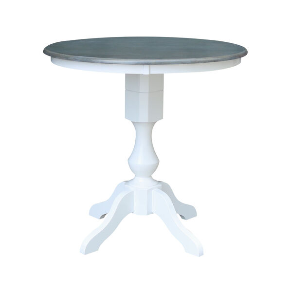 White and Heather Gray 36-Inch Round Top Counter Height Pedestal Table, image 1