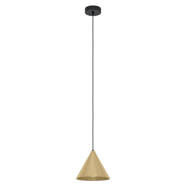 Narices Structured Black and Brushed Brass One-Light Mini Pendant, image 1