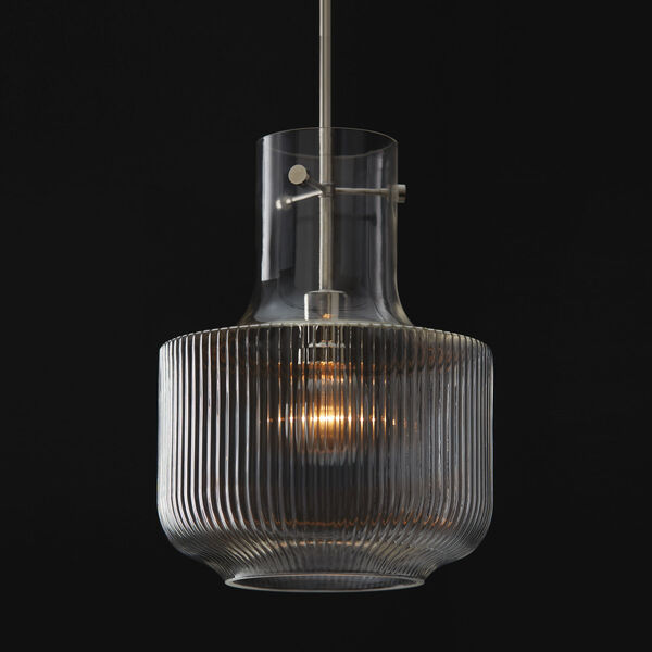 Nyla Polished Nickel One-Light Pendant with Clear Fluted Glass, image 3