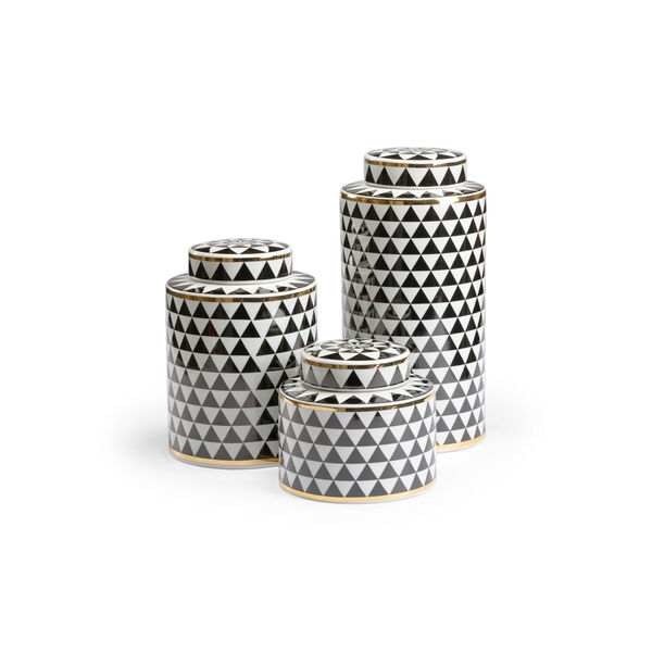 Black and White  Triad Canisters, Set of 3, image 1