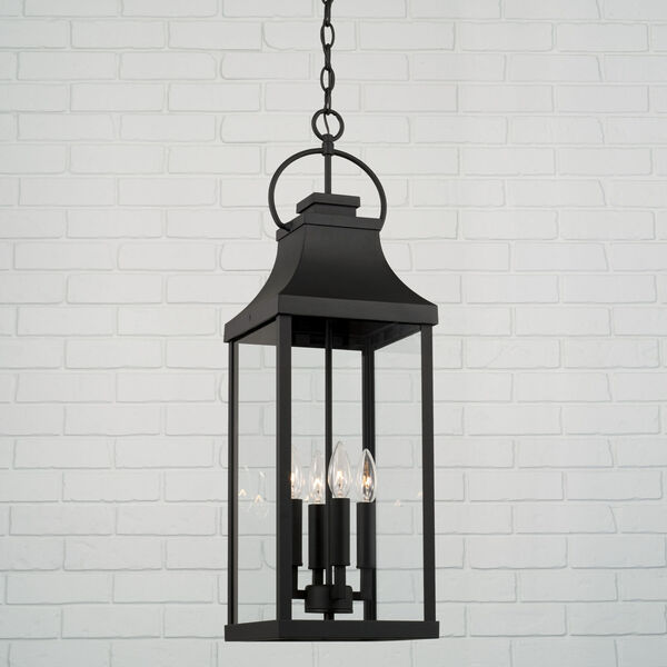 Bradford Black Outdoor Four-Light Hangg Lantern with Clear Glass, image 4