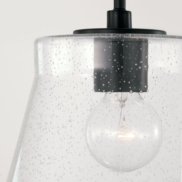 HomePlace Baker Matte Black One-Light Pendant with Clear Seeded Glass - (Open Box), image 2