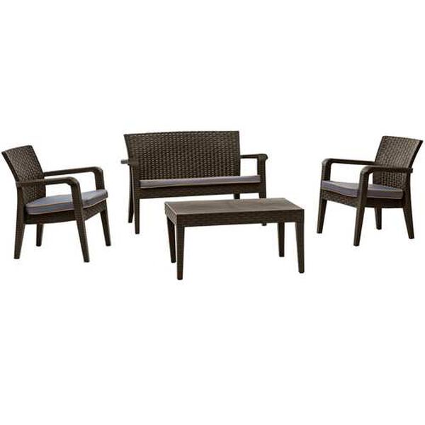 Alaska Brown Four-Piece Outdoor Seating Set with Cushion, image 1