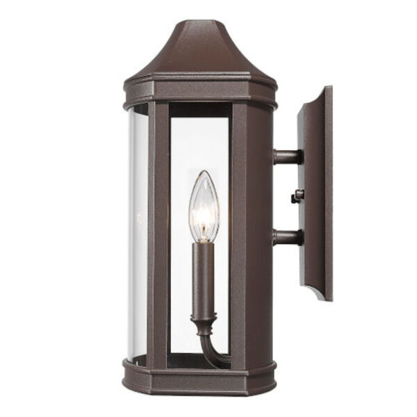 Lincoln Textured Bronze Two-Light Outdoor Wall Sconce with Brushed Champagne Bronze and Clear Glass Shade, image 4