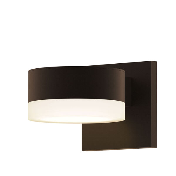 Inside-Out REALS Textured Bronze Cylinder Lens and Plate Cap LED Wall Sconce with Frosted White Lens, image 1