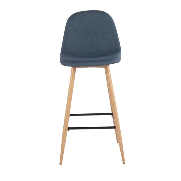 Pebble Natural and Blue Upholstered Bar Stool, Set of 2, image 5