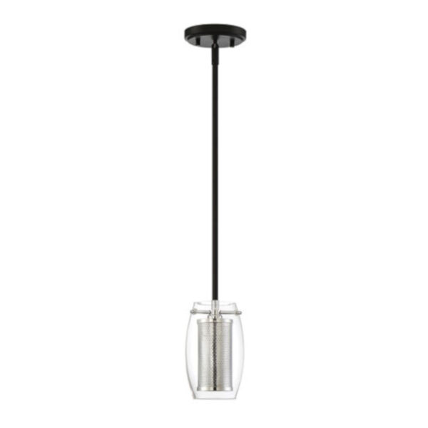 Cora Matte Black with Polished Chrome Accents Five-Inch One-Light Mini Pendant, image 2