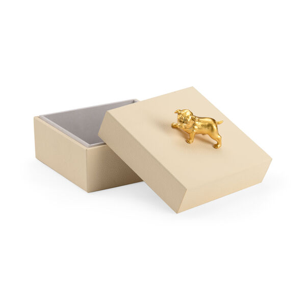 Pam Cain  Cream and Metallic Gold Dog Handle Box, image 2