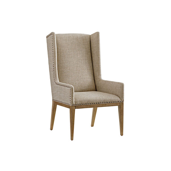 Cypress Point Antique Brass and Gray Milton Host Chair, image 1