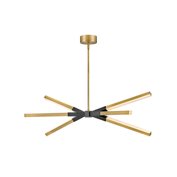 Rae Lacquered Brass Integrated LED Chandelier with Etched Acrylic Glass, image 1