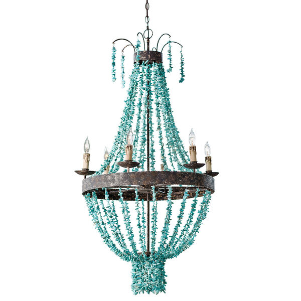 East End Turquoise Six-Light Chandelier, image 1