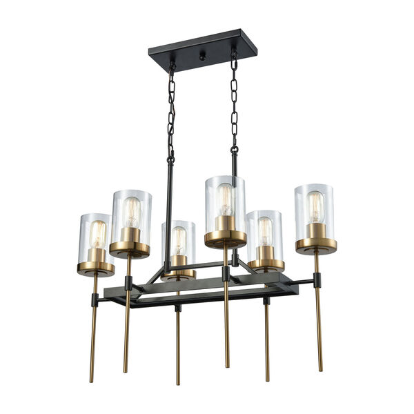 North Haven Oil Rubbed Bronze and Satin Brass 27-Inch Six-Light Chandelier, image 1