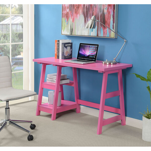 Designs2Go Trestle Desk in Pink, image 2
