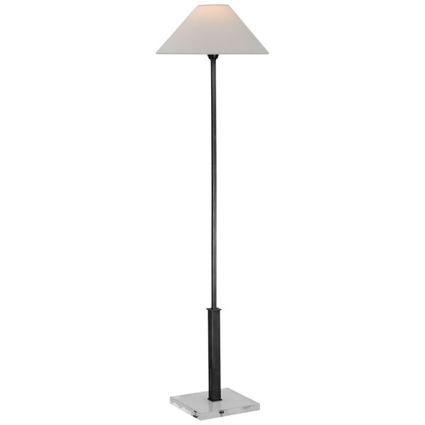 Asher Floor Lamp in Bronze and Crystal with Linen Shade by J. Randall Powers, image 1
