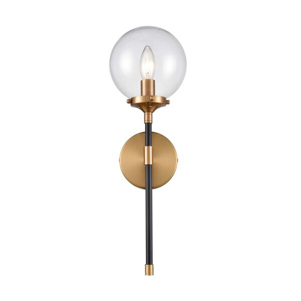 Boudreaux Matte Black and Antique Gold One-Light Wall Sconce, image 2